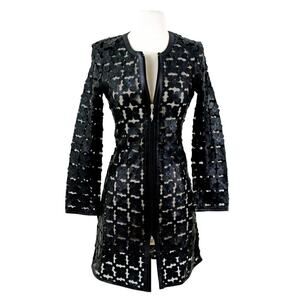 Belgin Francis Long Shamrock Design Leather Dress / Jacket Size Small